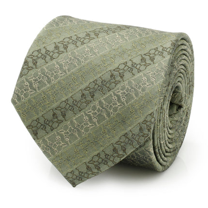 Star Wars Grogu Outline Striped Sage Green Tie Star Wars Ties - Paul Malone.com
