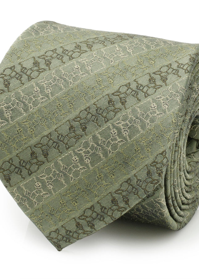 Star Wars Grogu Outline Striped Sage Green Tie Star Wars Ties - Paul Malone.com