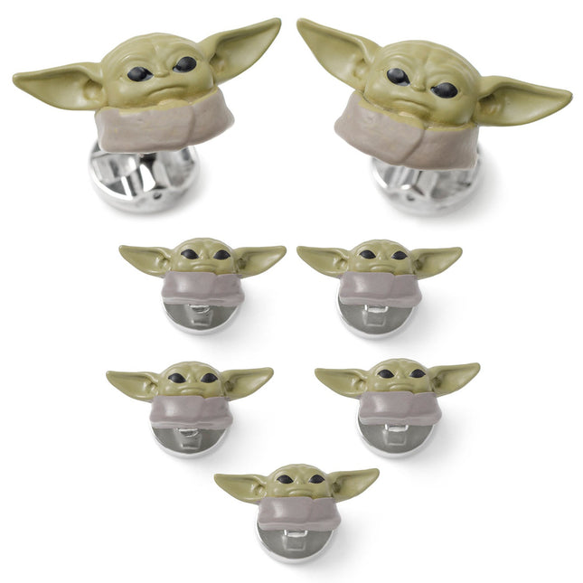Star Wars Grogu 3D Cufflinks and 5-Stud Set Star Wars Stud Set - Paul Malone.com