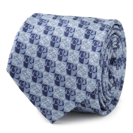 Star Wars Imperial and Rebel Starbird Crest Checkered Blue Tie Star Wars Ties - Paul Malone.com