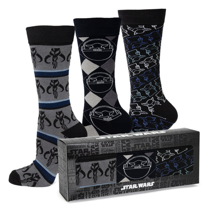 Star Wars Mandalorian 3-Pack Dress Sock and Mythosaur Lapel Pin Gift Set Star Wars Socks - Paul Malone.com