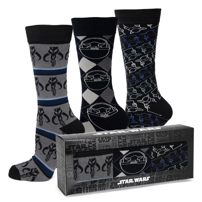 Star Wars Mandalorian 3-Pack Dress Sock and Mythosaur Lapel Pin Gift Set Star Wars Socks - Paul Malone.com