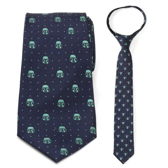 Star Wars Mandalorian and Grogu Zipper Tie Father and Son Gift Set Star Wars Ties - Paul Malone.com