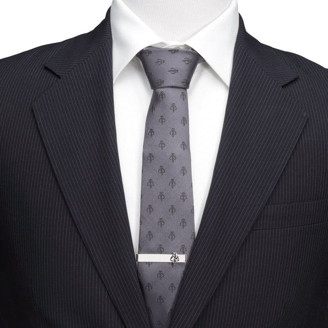 Star Wars Mandalorian Mythosaur Gray Silk Tie Star Wars Ties - Paul Malone.com