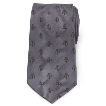Star Wars Mandalorian Mythosaur Gray Silk Tie Star Wars Ties - Paul Malone.com