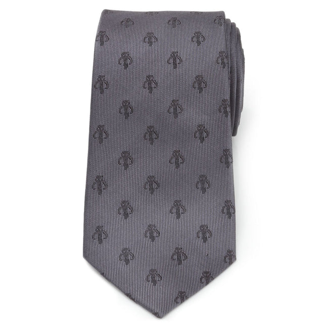 Star Wars Mandalorian Mythosaur Gray Silk Tie Star Wars Ties - Paul Malone.com