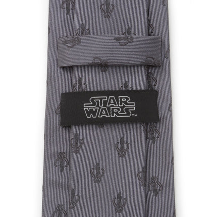 Star Wars Mandalorian Mythosaur Gray Silk Tie Star Wars Ties - Paul Malone.com
