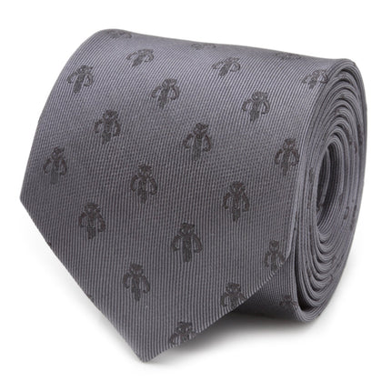 Star Wars Mandalorian Mythosaur Gray Silk Tie Star Wars Ties - Paul Malone.com