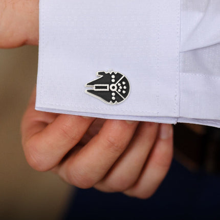 Star Wars Millennium Falcon Silver Inlaid Cufflinks Star Wars Cufflinks - Paul Malone.com