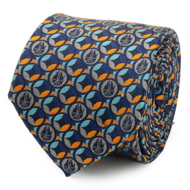 Star Wars Millennium Falcon Motif Navy Blue Tie Star Wars Ties - Paul Malone.com