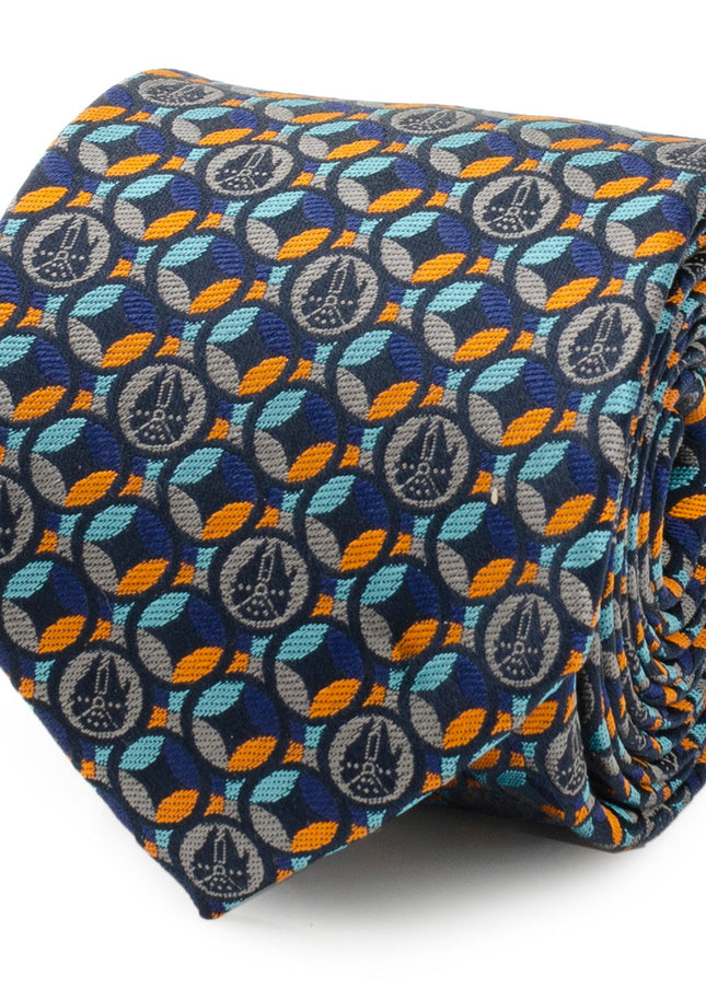 Star Wars Millennium Falcon Motif Navy Blue Tie Star Wars Ties - Paul Malone.com