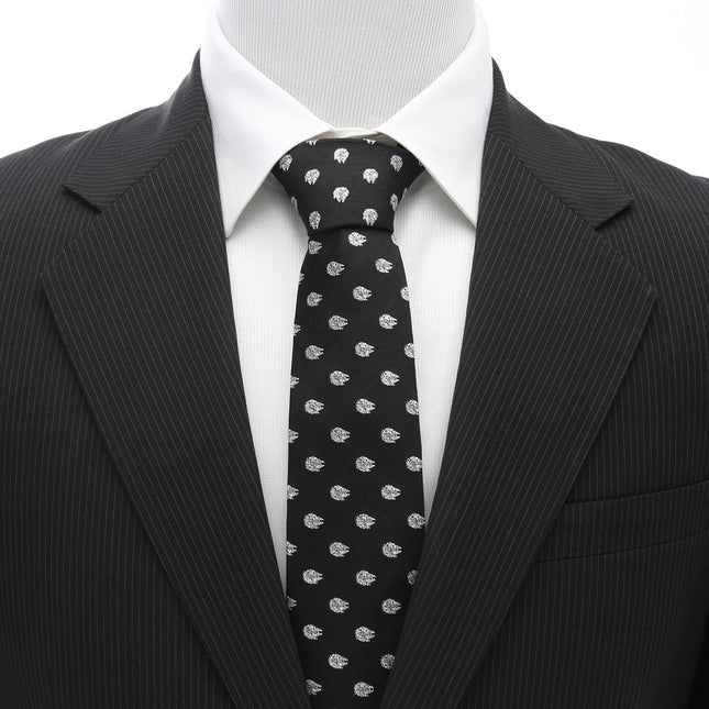 Star Wars Millennium Falcon Metallic Silver and Black Tie Star Wars Ties - Paul Malone.com