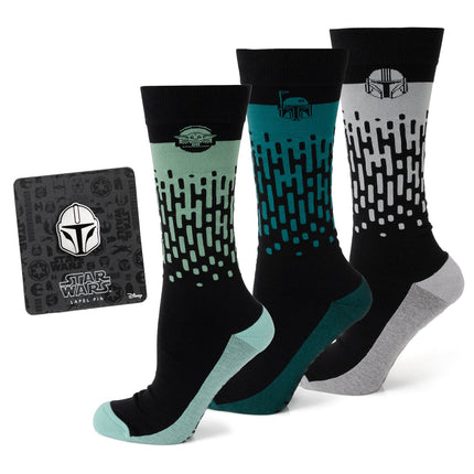 Star Wars Mandalorian 3-Pack Dress Sock and Lapel Pin Gift Set Star Wars Socks - Paul Malone.com