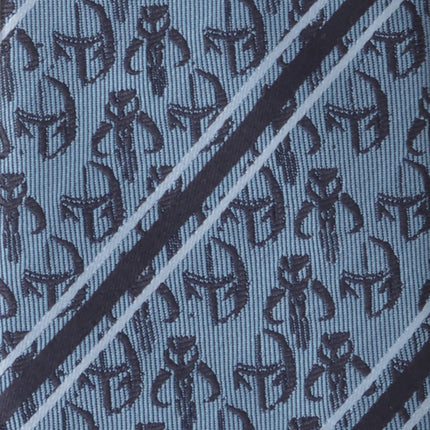 Star Wars Mandalorian and Mythosaur Blue and Navy Striped Tie Star Wars Ties - Paul Malone.com