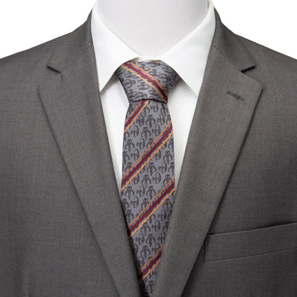 Star Wars Mandalorian and Mythosaur Gray and Red Striped Tie Star Wars Ties - Paul Malone.com