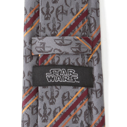 Star Wars Mandalorian and Mythosaur Gray and Red Striped Tie Star Wars Ties - Paul Malone.com