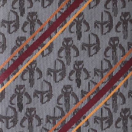 Star Wars Mandalorian and Mythosaur Gray and Red Striped Tie Star Wars Ties - Paul Malone.com
