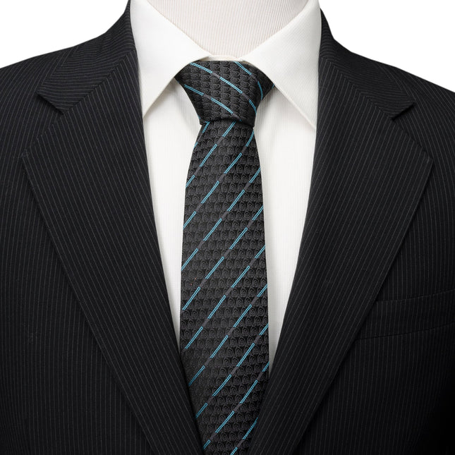 Star Wars Obi-Wan Kenobi Blue LIGHTSABER Pattern Black Tie, Tie Clip, and Gray Jedi Crest Dress Socks Gift Set Star Wars Socks - Paul Malone.com