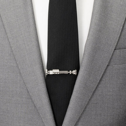 Star Wars Obi-Wan Kenobi Blue LIGHTSABER Pattern Black Tie, Tie Clip, and Gray Jedi Crest Dress Socks Gift Set Star Wars Socks - Paul Malone.com