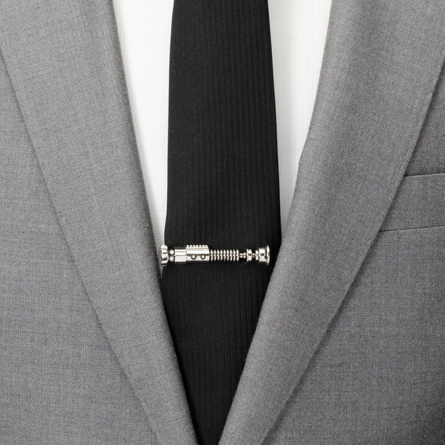 Star Wars Obi-Wan Kenobi Blue LIGHTSABER Pattern Black Tie, Tie Clip, and Gray Jedi Crest Dress Socks Gift Set Star Wars Socks - Paul Malone.com