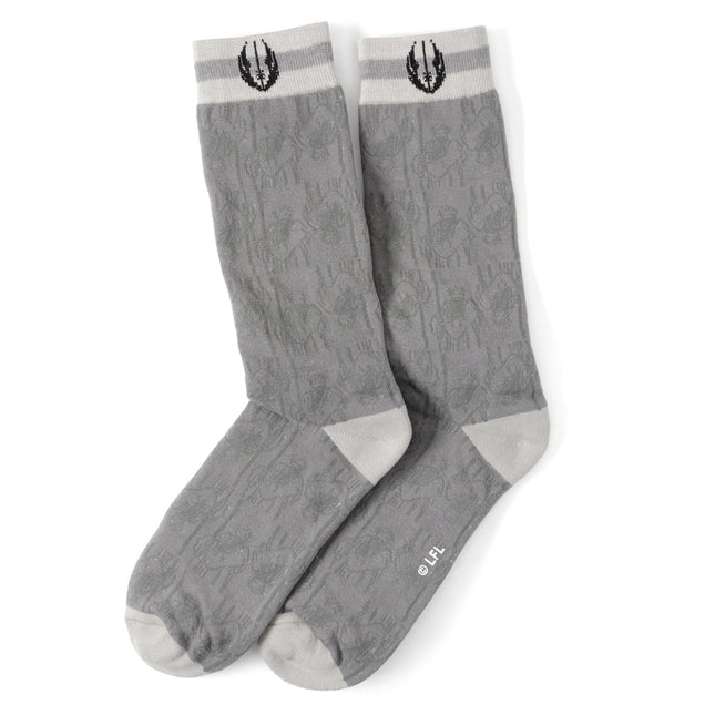 Star Wars Obi-Wan Kenobi Blue LIGHTSABER Pattern Black Tie, Tie Clip, and Gray Jedi Crest Dress Socks Gift Set Star Wars Socks - Paul Malone.com