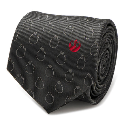 Star Wars Rebel Alliance and Millennium Falcon Gray Tie with Red Crest Star Wars Ties - Paul Malone.com
