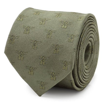 Star Wars Grogu Sage Green Tie Star Wars Ties - Paul Malone.com