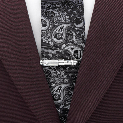 Star Wars Darth Vader Black and Gray Paisley Tie and LIGHTSABER Tie Clip Gift Set Star Wars Ties - Paul Malone.com