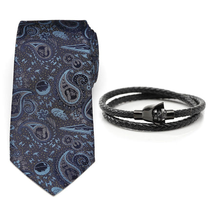 Star Wars Darth Vader Blue and Gray Paisley Tie and Bracelet Gift Set Star Wars Ties - Paul Malone.com