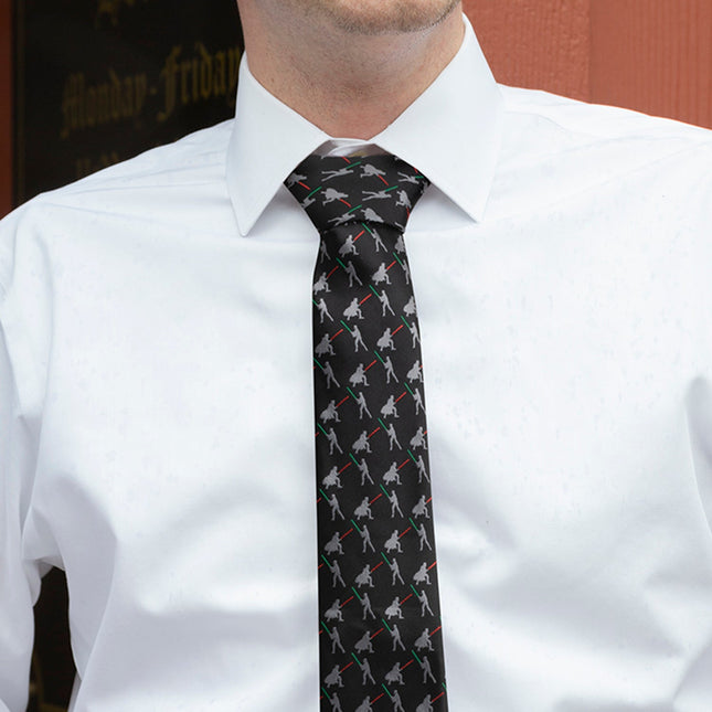 Star Wars Darth Vader and Luke Skywalker LIGHTSABER Battle Black Tie Cufflinks.com Tie - Paul Malone.com