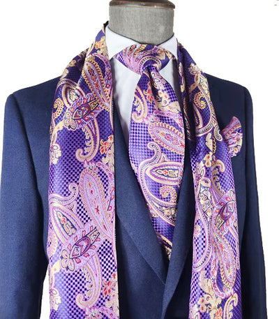 Imperial Purple Paisley 100% Silk Tie, Scarf and Pocket Square Verse9 Ties - Paul Malone.com