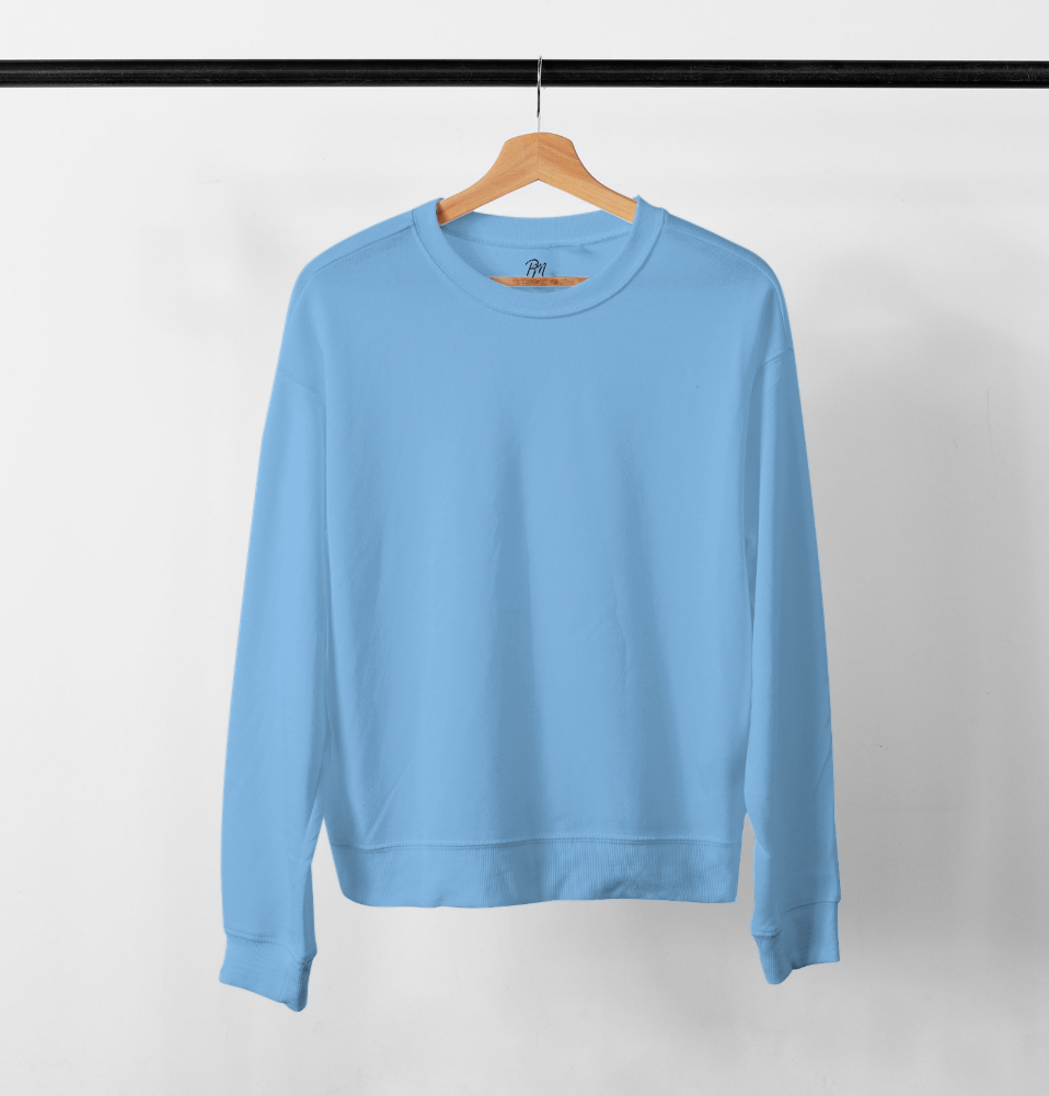 Paul Malone Solid Carolina Blue Crewneck Sweat Shirt