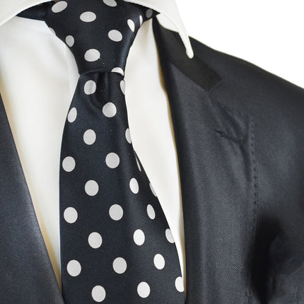 Black and White Polka Dot Men's Tie Vittorio Farina Ties - Paul Malone.com