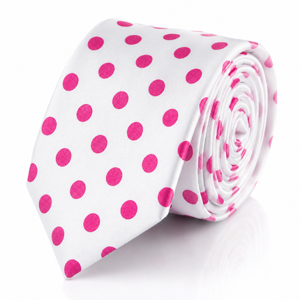 White and Pink Polka Dot Tie and Pocket Square Vittorio Farina Ties - Paul Malone.com