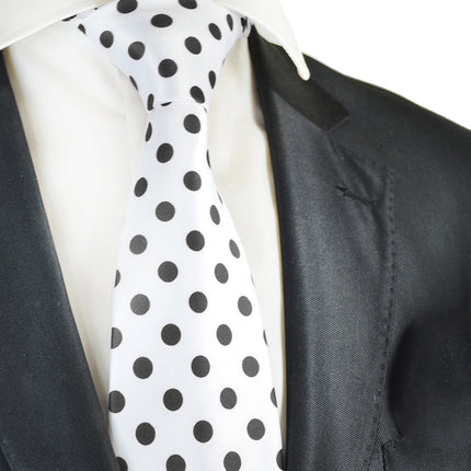 White and Black Polka Dot Necktie Vittorio Farina Ties - Paul Malone.com