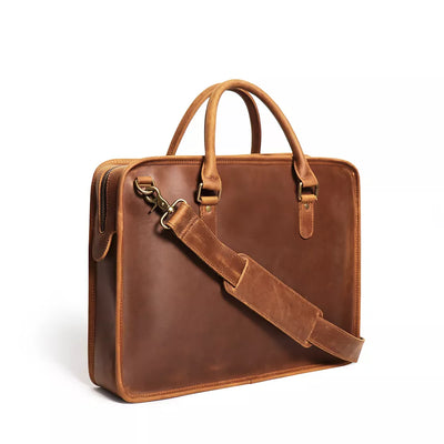 The Hemming Leather Laptop Bag | Vintage Leather Briefcase STEEL HORSE LEATHER Bags - Paul Malone.com