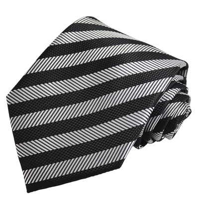 Black and Silver Striped Tie Set Paul Malone Ties - Paul Malone.com