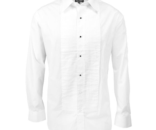 White Pleated Tuxedo Dress Shirt 22 36/37 / Classic Cuffs / White