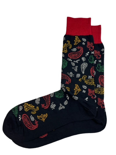 Black and Red Paisley Socks By Paul Malone Paul Malone Socks - Paul Malone.com