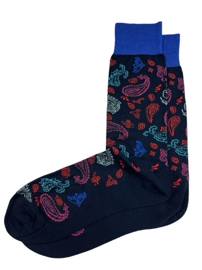 Black and Blue Paisley Socks By Paul Malone Paul Malone Socks - Paul Malone.com