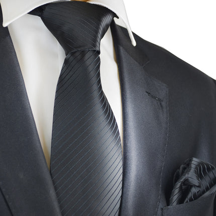 Necktie Set by Paul Malone . Black on Black Stripes Paul Malone Ties - Paul Malone.com
