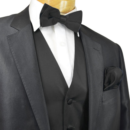 Classic Solid Black Tuxedo Vest Set Vittorio Farina Vest - Paul Malone.com