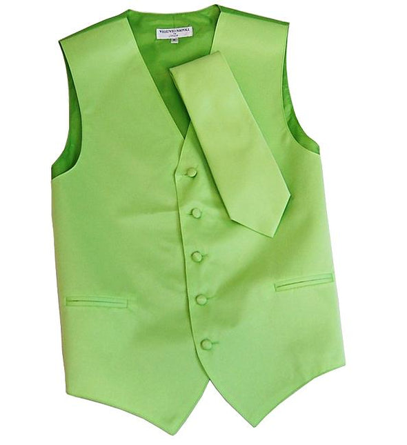 Men's Solid Apple Green Suit Vest Set Vesuvio Napoli Vest - Paul Malone.com