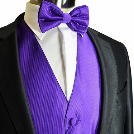 Men's Solid Purple Suit Vest Set by Milani Milani Vest - Paul Malone.com