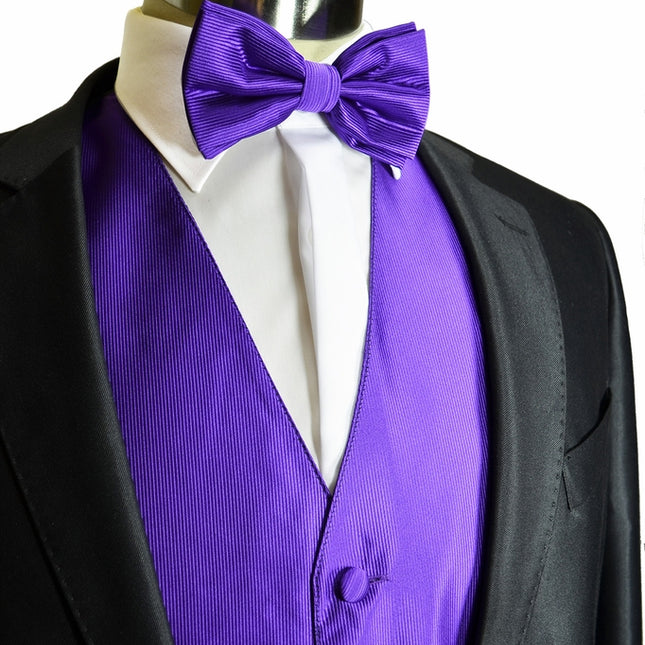 Men's Solid Purple Suit Vest Set by Milani Milani Vest - Paul Malone.com