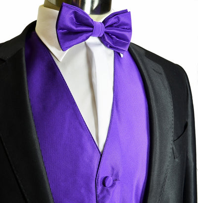 Men's Solid Purple Suit Vest Set by Milani Milani Vest - Paul Malone.com