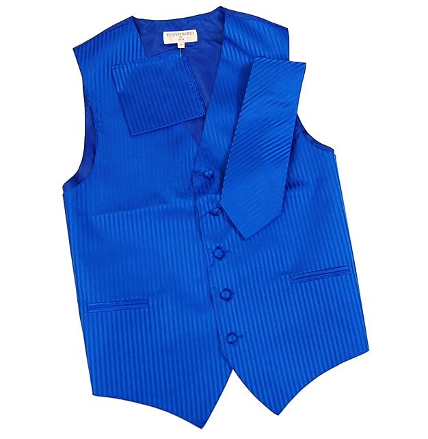 Men's Royal Blue Striped Vest and Tie Vesuvio Napoli Vest - Paul Malone.com