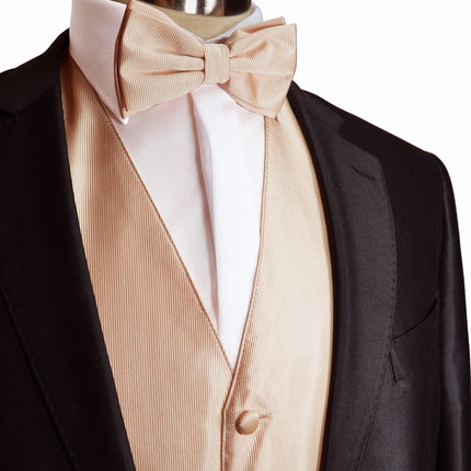 Men's Solid Almond Cream Suit Vest Set by Milani Milani Vest - Paul Malone.com