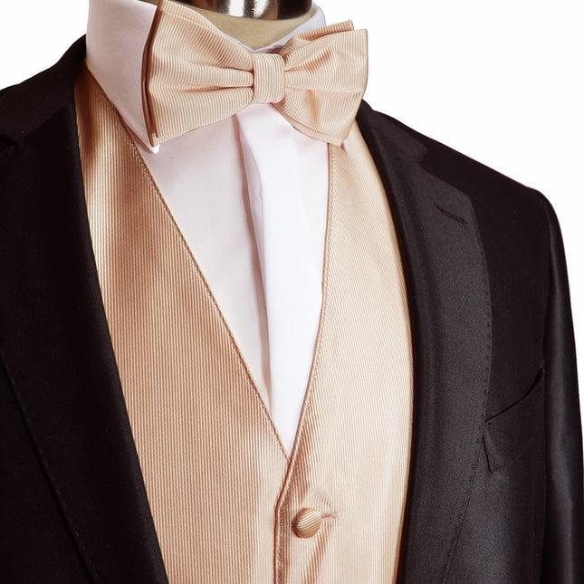 Men's Solid Almond Cream Suit Vest Set by Milani Milani Vest - Paul Malone.com