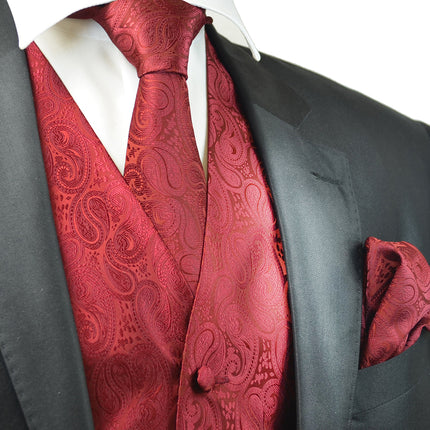 Classic Red Paisley Tuxedo Vest Set Paul Malone Vest - Paul Malone.com